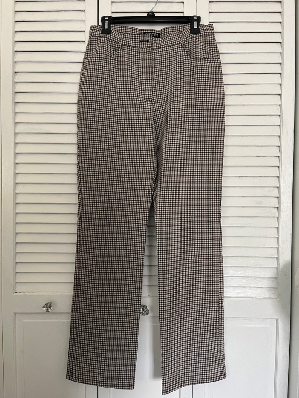 New York & Company Black and White Micro Houndstooth Straight-Leg Pants